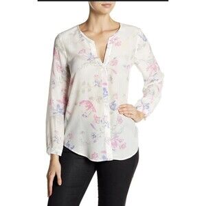 Joie Size M  Long Sleeves Floral Print Silk Blouse . LTOP655